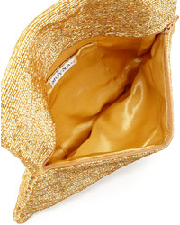 Moyna Beaded Flap Top Clutch Bag Gold