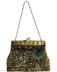 MG Collection Rayna Beaded Sequin Peacock Evening Clutch