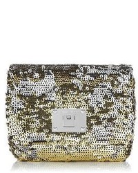 Jimmy Choo Ruby Double Faced Sequins Clutch Bag With Chain Shoulder Strap