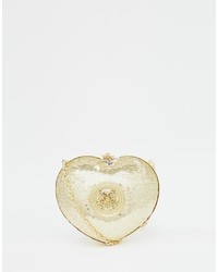 Love Moschino Sequin Heart Clutch In Gold
