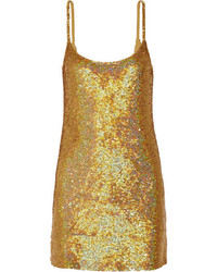 Ashish Sequined Silk Georgette Mini Dress Gold