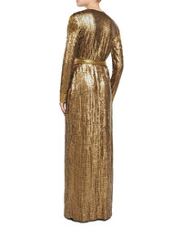 Diane von Furstenberg Ariel Armour Embellished Wrap Dress