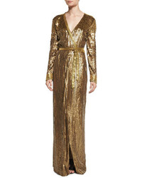 Diane von Furstenberg Ariel Armour Embellished Wrap Dress