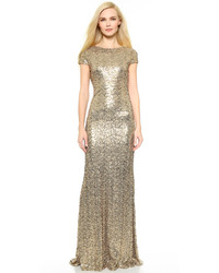 Badgley Mischka Collection Sequin Cowl Back Gown