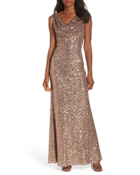 Vince Camuto Cowl Neck Sequin Gown