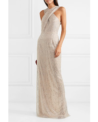 Naeem Khan Cutout Crystal Embellished Tulle Gown
