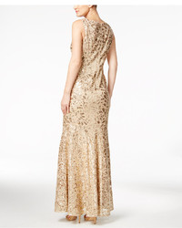 Calvin Klein Floral Sequined Gown
