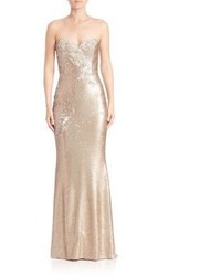 Marchesa Marchesa Notte Strapless Sequined Long Gown