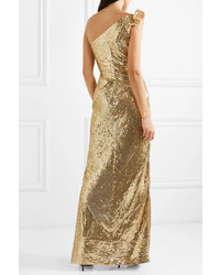 Naeem Khan One Shoulder Sequined Tulle Gown