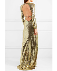 Dundas Open Back Sequined Tulle Gown
