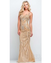 Terani Couture Ornate Beadwork Evening Gown