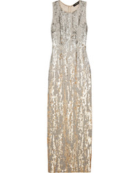 Jenny Packham Sequined Silk Voile Gown Gold