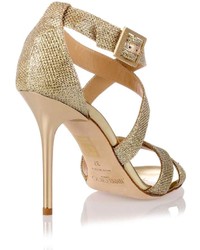 Jimmy Choo Lottie Gold Glitter Fabric Sandal
