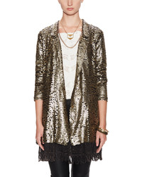 Free People Sequin Blazer With Lace Trim