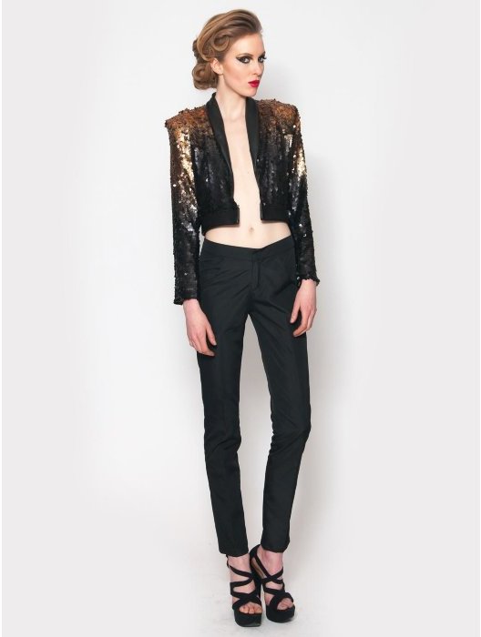 gold and black sequin jacket