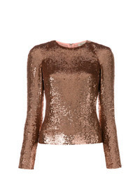 Gold Sequin Long Sleeve Blouse