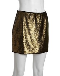 BCBGMAXAZRIA Bronze Sequined Catrine Mini Skirt
