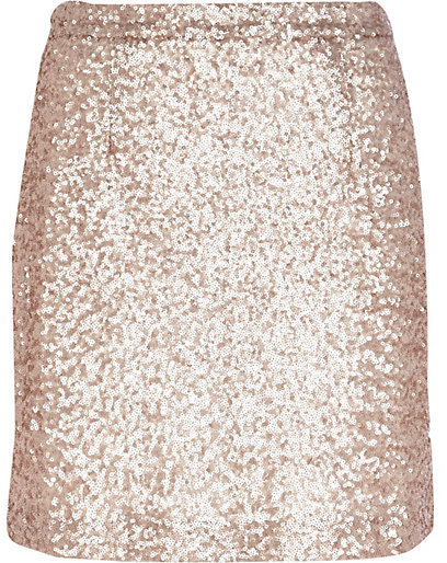 River Island Gold Sequin Mini Skirt, $50 | River Island | Lookastic