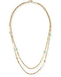 Sequin Double Strand Semiprecious Station Necklace