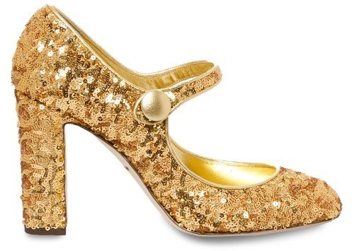 gold sequin block heels
