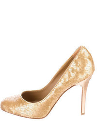 Chanel Sequined Round Toe Pumps