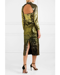 Temperley London Ruth Open Back Sequined Tulle Midi Dress