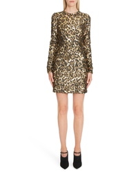 Dolce & Gabbana Sequin Leopard Print Sheath Dress