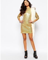 Jaded London Sequin Mini Dress With High Neck Long Sleeves
