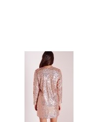 Missguided Sequin Shift Dress Gold