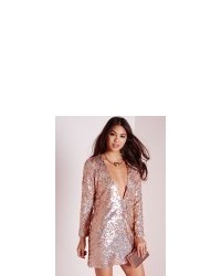 Missguided Sequin Shift Dress Gold