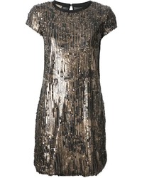 Nude Sequinned Shift Dress