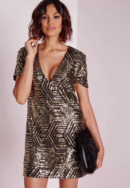 Gold Sequin Shift Dress Online Store ...