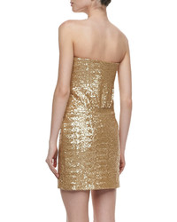 Laundry by Shelli Segal Strapless Sequin Dress Gold