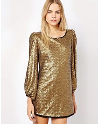 S.y.l.k Monda Gold Sequin Dress