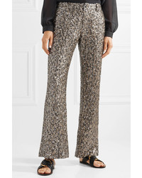 Anna Sui Twinklins At Night Sequined Mesh Wide Leg Pants