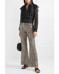 Anna Sui Twinklins At Night Sequined Mesh Wide Leg Pants
