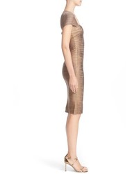 Herve Leger Woodgrain Foil Bandage Dress