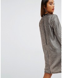House of Holland Chainmail Style Metallic Long Sleeved Shift Dress