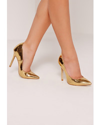 Missguided Gold Mirrored Court Shoes