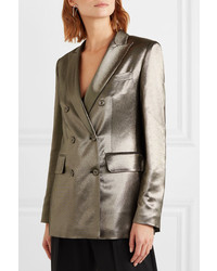 Max Mara Double Breasted Silk Blend Lurex Blazer