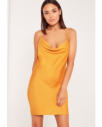 Missguided Petite Silky Cowl Front Cami Dress Yellow