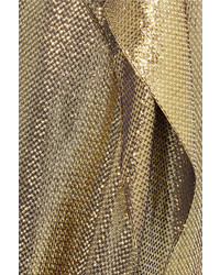 Roland Mouret Galaham One Shoulder Silk Blend Lam Gown Gold
