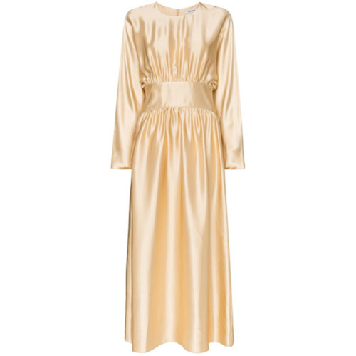 Deitas Hermine Ruched Waist Silk Maxi Dress, $363, farfetch.com
