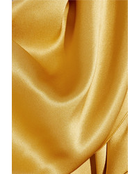 Cushnie et Ochs Zahara Draped Silk Charmeuse Gown Gold