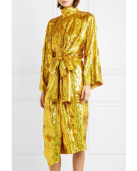 Gucci Bow Detailed Sequined Silk Tte Midi Dress