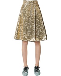 Odeeh Lam Silk Hearts Jacquard Skirt