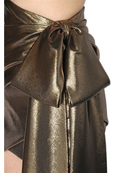 Saint Laurent Asymmetric Draped Silk Lame Skirt
