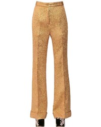 Gold Silk Wide Leg Pants