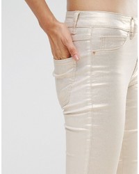Vila Cropped Metallic Skinny Jeans