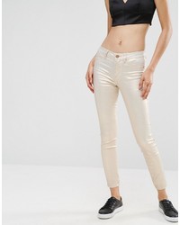 Vila Cropped Metallic Skinny Jeans